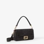 FENDI Baguette Black nubuck crocodile leather bag - Image 3